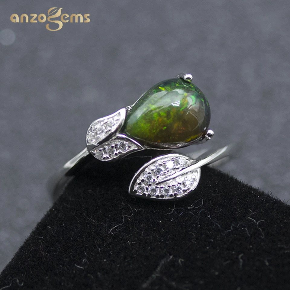 

Кольцо Anzogems 1,0 карат из натурального черного опала, 925 пробы Серебряная Груша 9*6 мм, драгоценный камень, хорошее украшение для женщин, подарок...