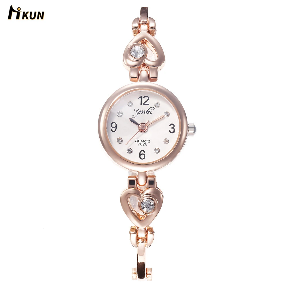 Роскошный браслет женские часы модные из розового золота Женские Элегантные