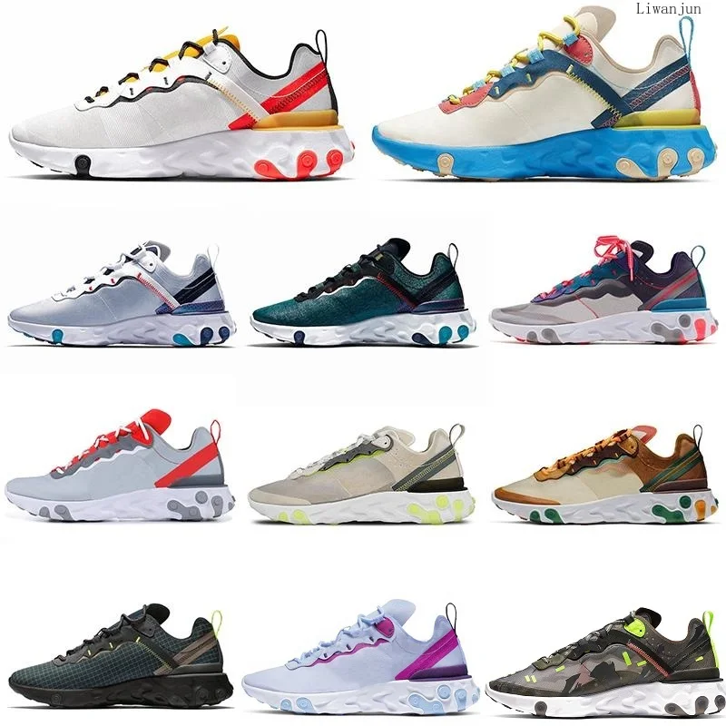 Обувь для бега react element 87 55 мужчин и женщин Chaussures Camo RED ORBIT Moss Royal Tint Dusty Peach Мужские