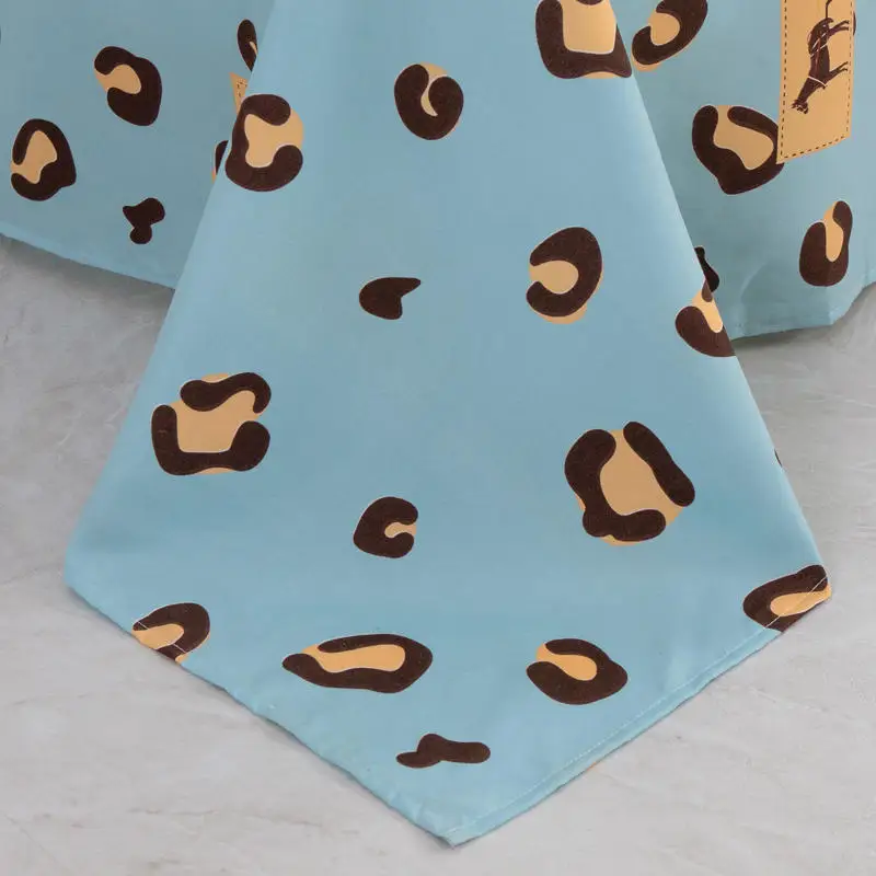 

Simple sanding Bedding Set Leopard Print Bed Set luxury Blue Duvet Cover Set Bed Sheet Pillowcases Queen King size Bed