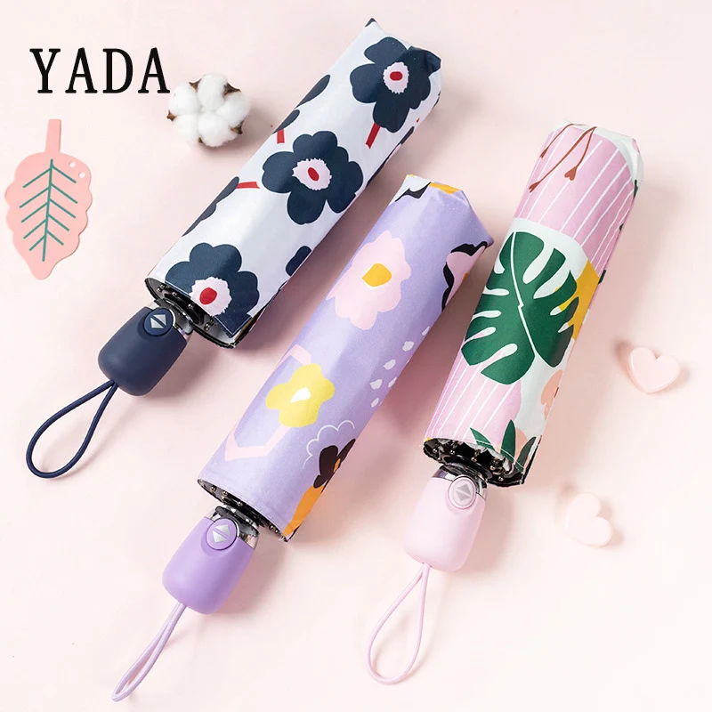 

YADA High Quality Japanese Style Flowers Umbrella Sunny Rainy Automatic Umbrella For Womens Windproof Folding Umbrellas YS891