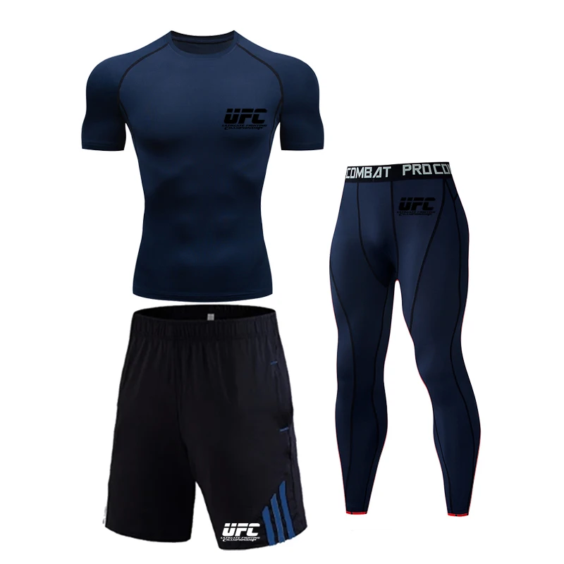 

Men's 3 Pieces / Set Outdoor Cycling Jogging Sportswear Training Tights Gym Boxing Fitness Shaping Comprehensive Sports T-Shirt