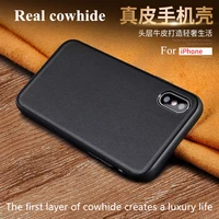 luxury real cowhide case for iphone 7 8 plus x xs xr 10 leather cover downy pure grain for 11 pro max shell housing