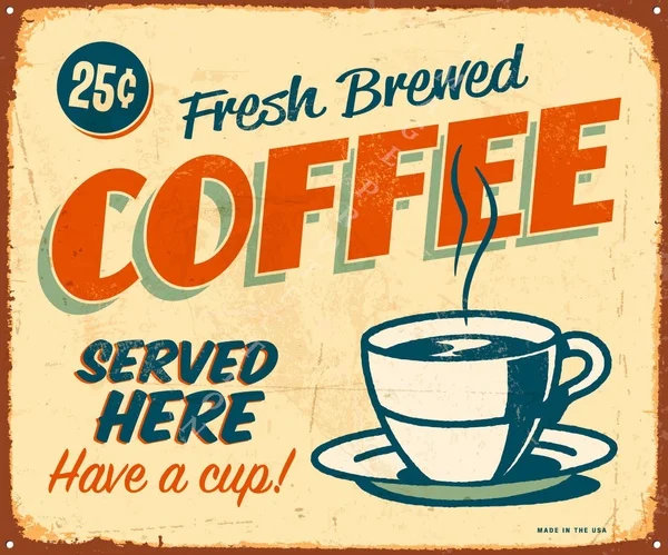 

Fresh Brewed Coffee Served Here Large Metal Poster Metal Tin Sign Wall Plaque