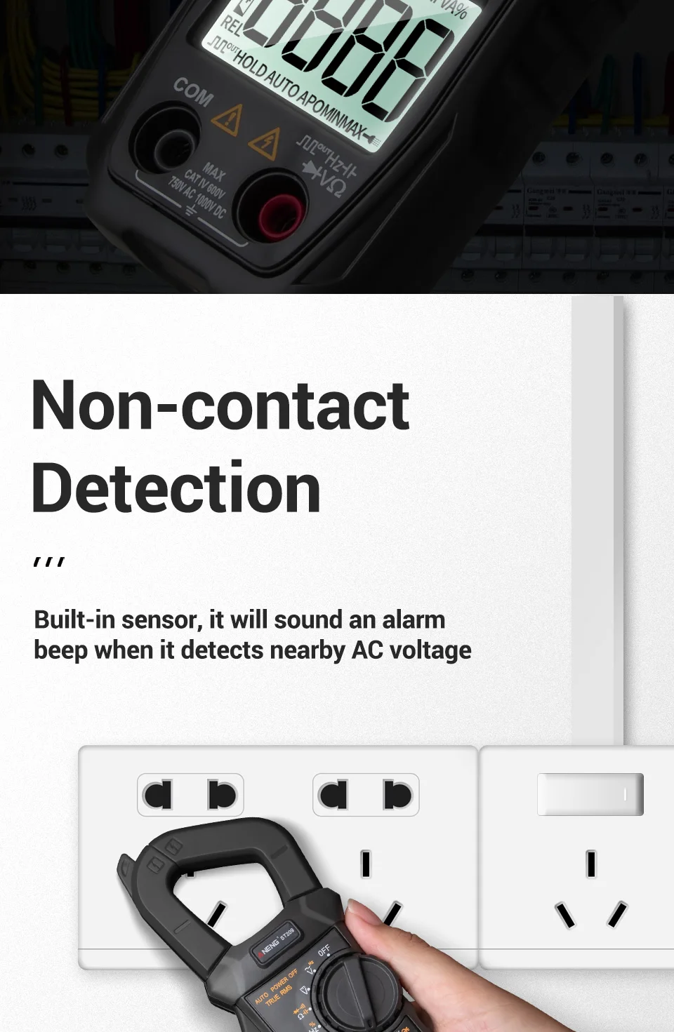 ANENG ST209 цифровой измеритель мультиметра 6000 отсчетов True RMS Amp DC/AC токовый зажим тестер 400 В автоматический измеритель дистанции вольтметр
