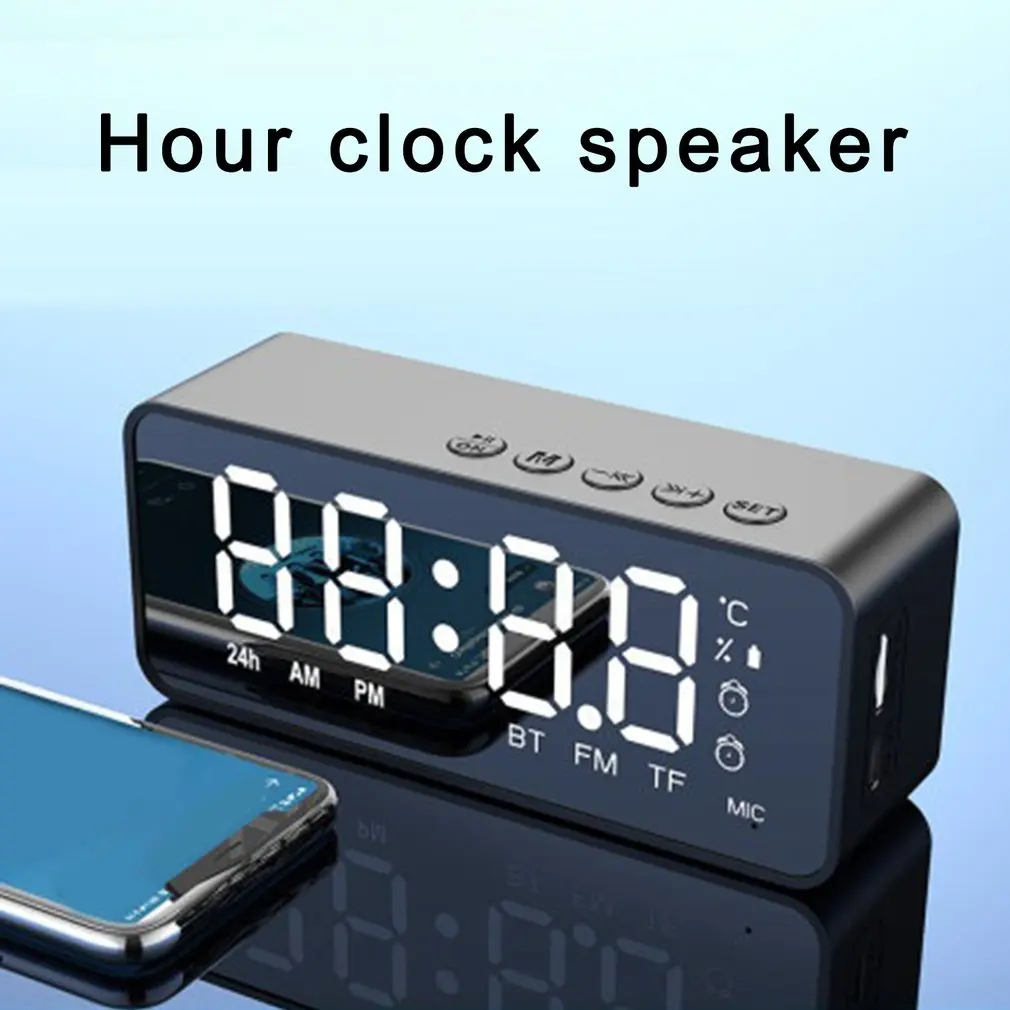 

Wireless Bluetooth-compatible Speaker Bluetooth-compatible 5.0 HiFi Music Column Subwoofer Desktop Mirror Screen Alarm Clock