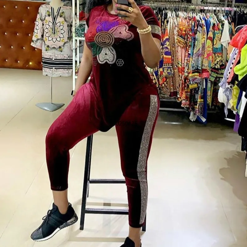 Бархатный спортивный костюм из 2 предметов женская одежда с блестками спортивная