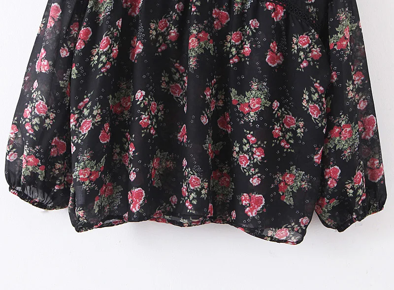 2019 za женские модные кружевные лоскутные рубашки с v-образным вырезом и принтом