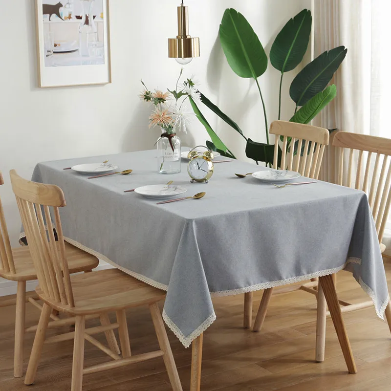 

Waterproof Tablecloth Pure Color Cotton Linen Lace Tassel Round Rectangle Home Desk kitchen Living room Coffee Party Tablecloths