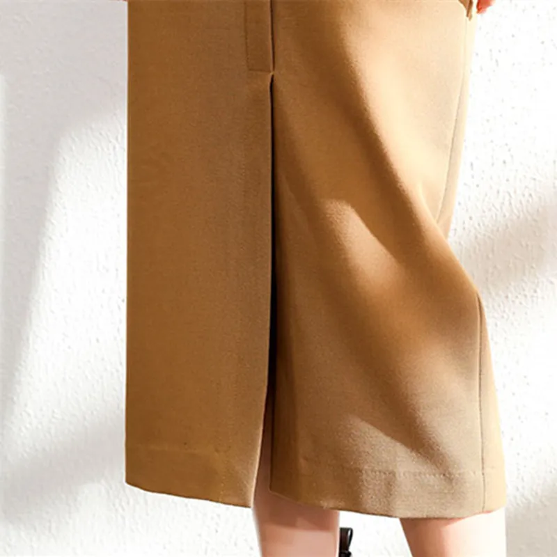 

OL Elegant High Waist Split Vintage Minimalist Skirt 2021 New Autumn Winter Female Work Wear Package Hip Skirts Womens