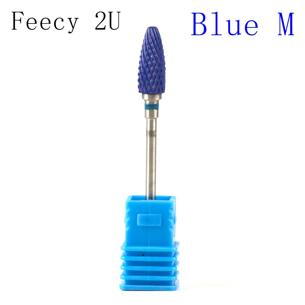 Feecy 2U Blue M Фрезерные керамические фрезы для ногтей, фрезы для маникюра, аксессуары для маникюрных станков, вращающиеся электрические пилки для ногтей, инструменты для дизайна ногтей - Цвет: Feecy 2U Blue M