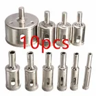 Набор сверл из быстрорежущей стали с алмазным покрытием, набор корончатых насадок для дрели для электроинструментов, мрамора, стекла, керамики, 10 шт., 6-30 мм