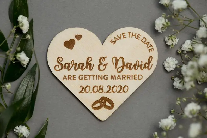 Магнит для сохранения даты персонализированный Свадебный магнит на заказ дерево