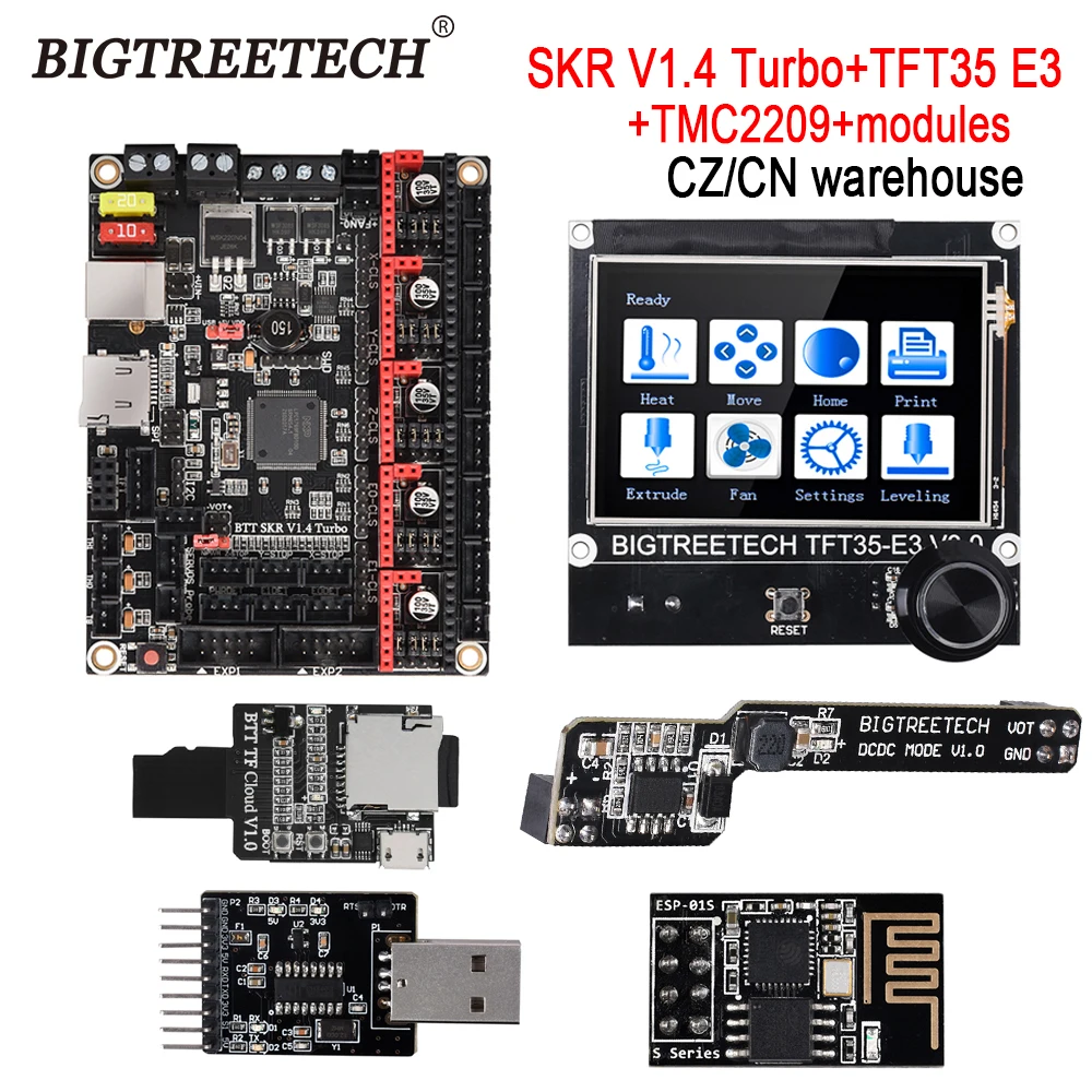Запчасти для 3D принтера BIGTREETECH BTT SKR V1.4 Turbo TFT35 E3 V3.0 TMC2209 драйвер Writer Wi Fi детали Ender 3
