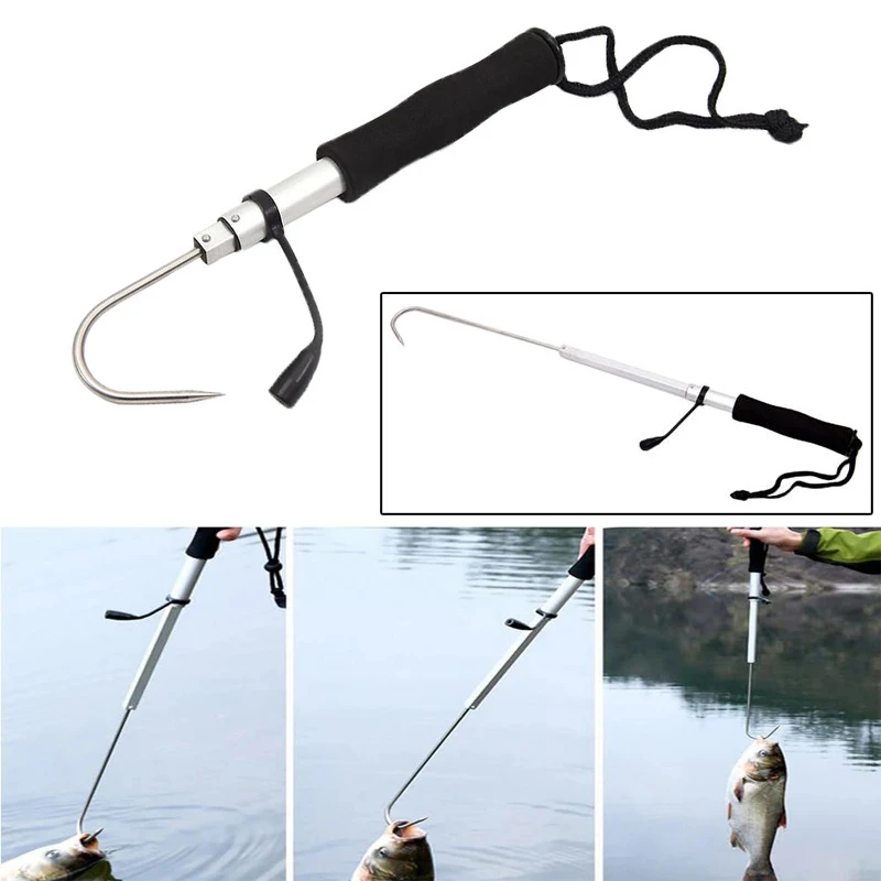 Retractable 60/120cm Stainless Steel Gaff Telescopic Sea Fishing Spear Hook Tackle Suitable For All Kinds Of Heavyweight Fish