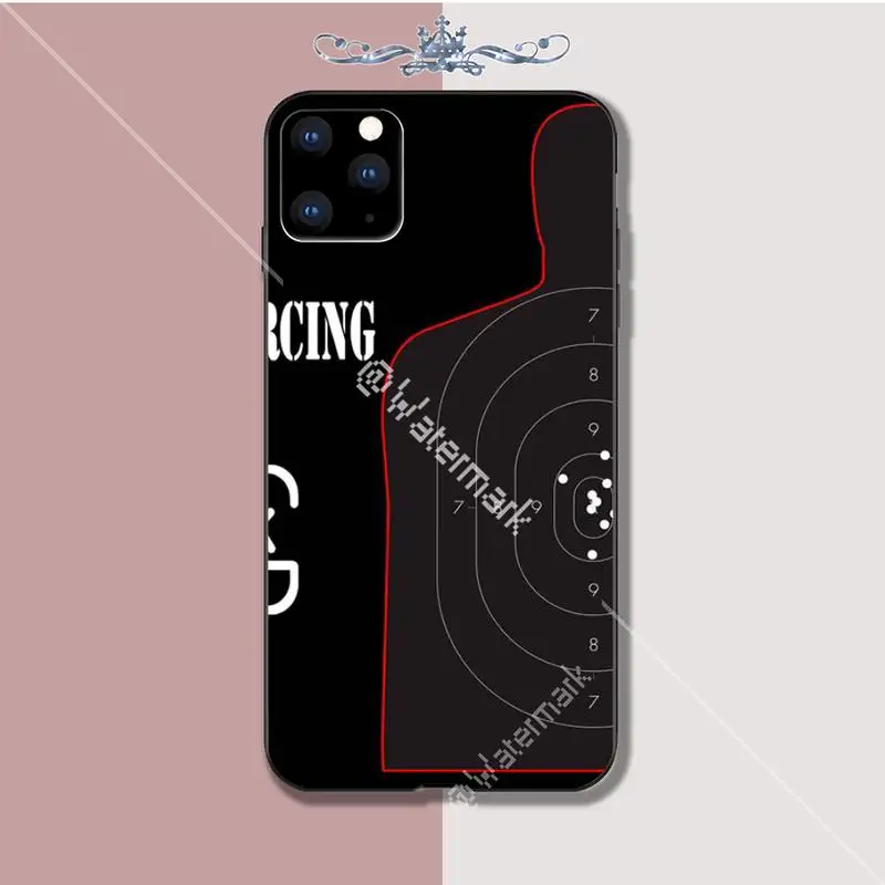 

YJYDNHBD Glock Handgun soft TPU black case cover for iphone 5s se 2020 6 6s 7 8 plus x xs max xr 11 pro max coque