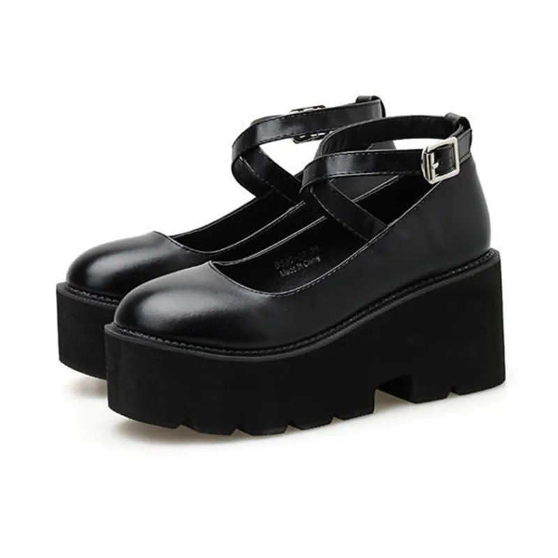 

Height Increase Shoes Thick Bottom Japanese Retro Hot Girl Mary Jane Shoes Jk Harajuku British Style Leather Shoes Women