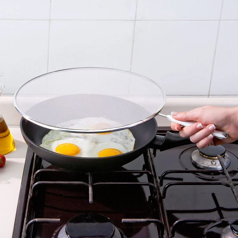 

Multiple Use Stainless Steel Explosion-proof Cover Anti-smoke Splash-proof Insulation Oil Filter Screen Mesh Cover(Silver)