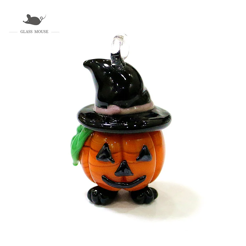 

Hanging Creative Glass Cartoon Pumpkin Figurines Japanese Style Cute Witch Image Ornaments Halloween Party Kawaii Decor Pendant