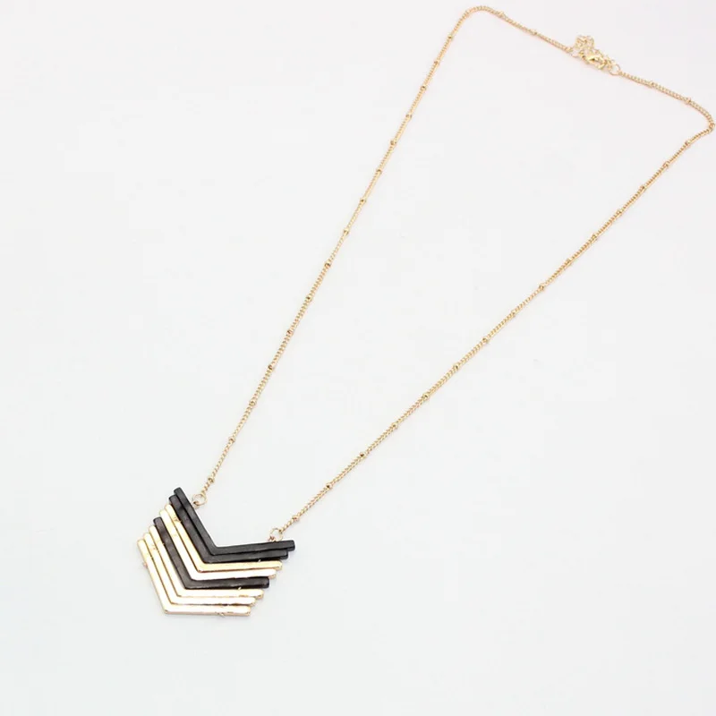 V-образная металлическая подвеска ожерелье из искусственной кожи ожерелья с