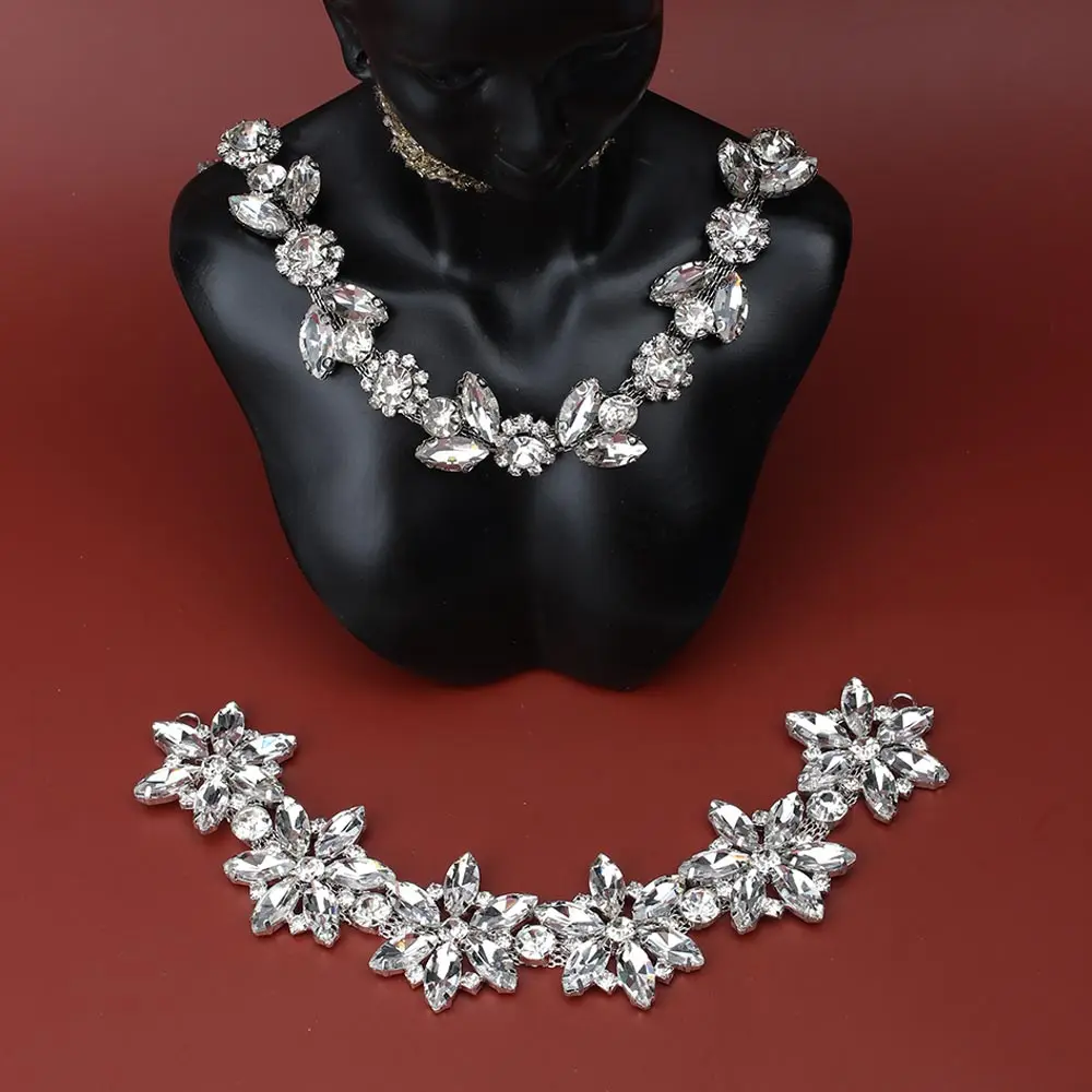 

JOJO BOWS 0.82/1.4" Rhinestones Chain For Clothing 5 Rhinestone With 6 Petal Flowers Handmade Bracelet Necklace Jewelry Material