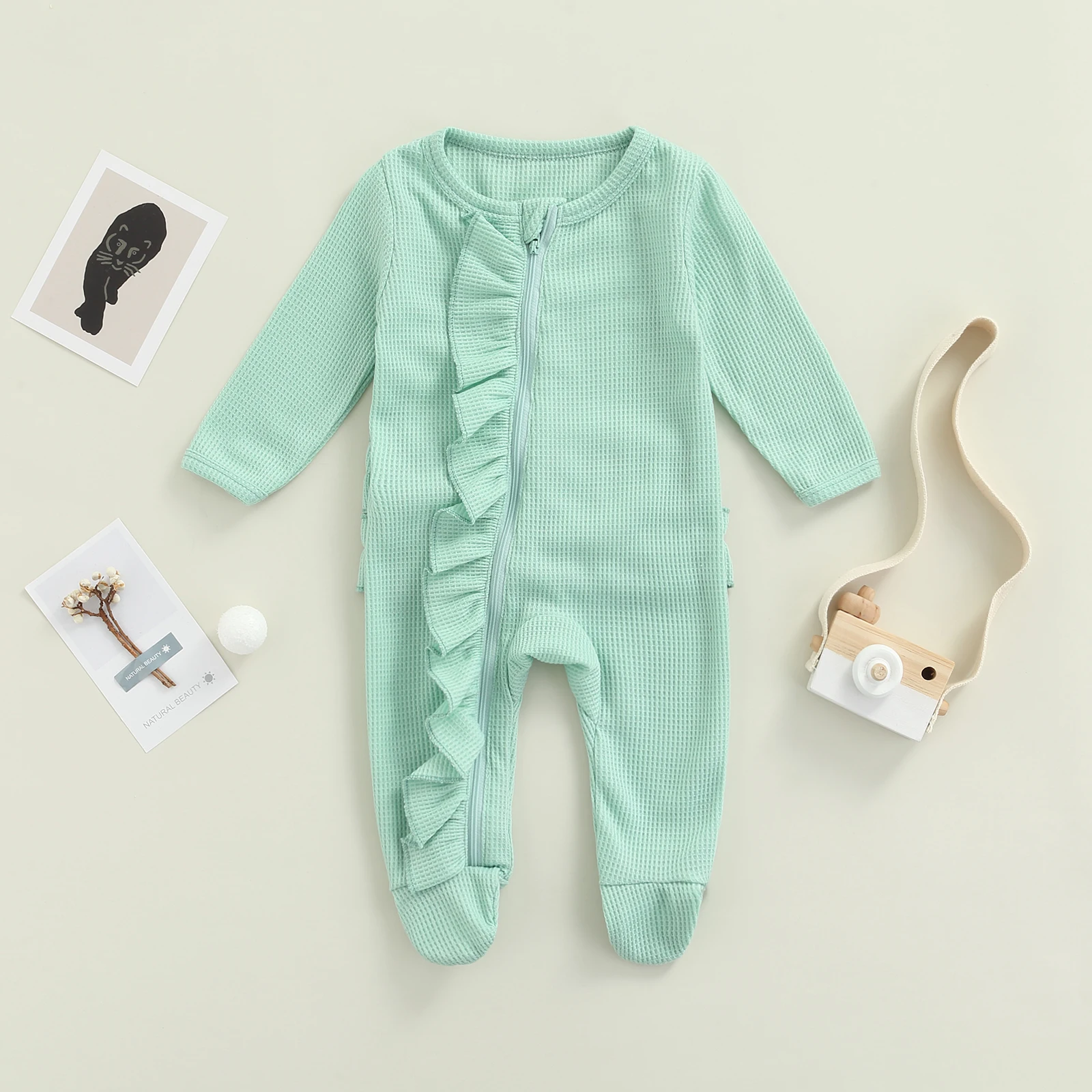 Демисезонная теплая одежда для новорожденных однотонные Комбинезоны на молнии с