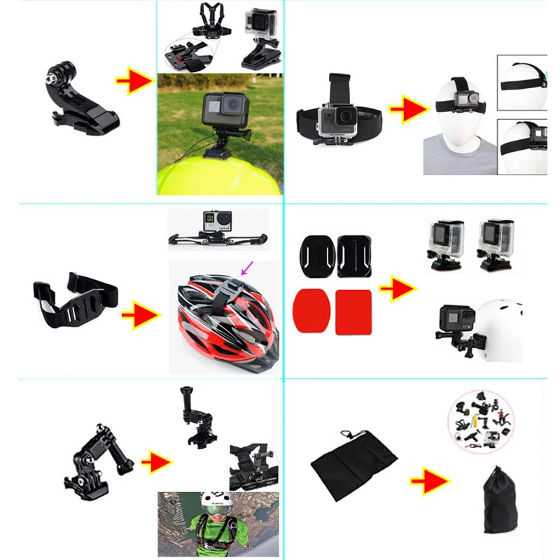 Комплект аксессуаров Gopro 33 в 1 для Hero 9 8 XiaoYi / SJCAM sta360 DJI OSMO карманные аксессуары