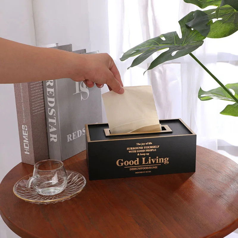 Простая деревянная коробка для салфеток Настольный пульт дистанционного