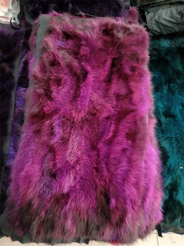 ALICEFUR Оптовая цена высококачественные тарелки из меха енота одеяло натурального