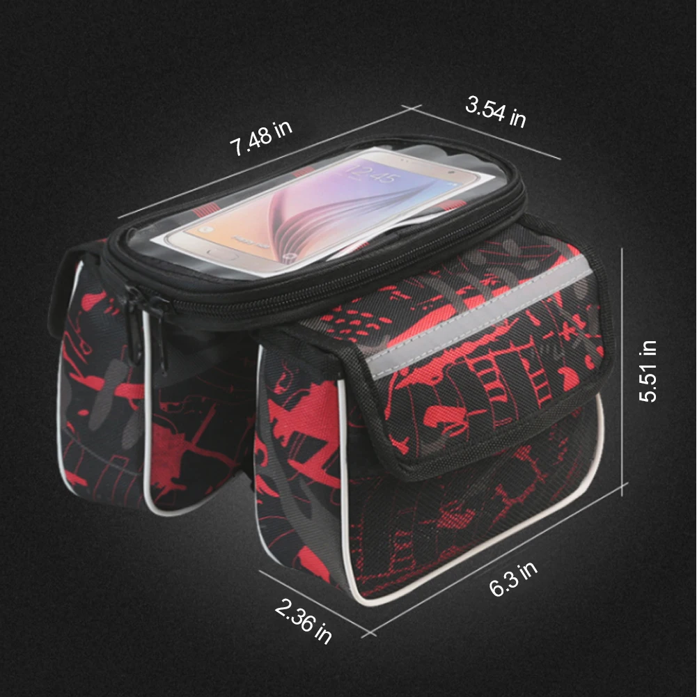 

Riding Outdoor Bicycle Touch Screen Mobile Phone Bag Waterproof Mountain Bike Front Beam Bag Bicycle Saddle Bag Large Capacity