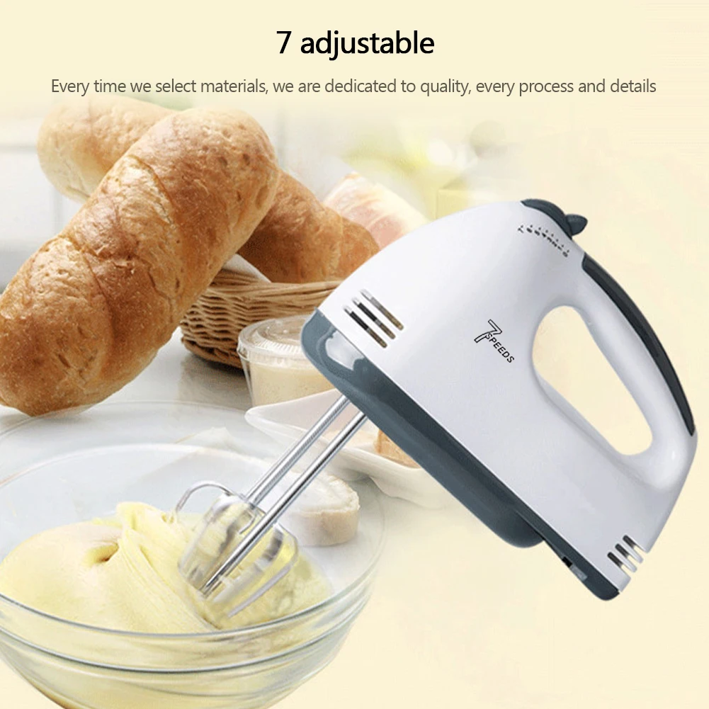 

180W Stainless Steel 7 Speeds Electric Egg Mixer Beater Food Dough Blender Kitchen Cooking Portable Quick Mixing Tool