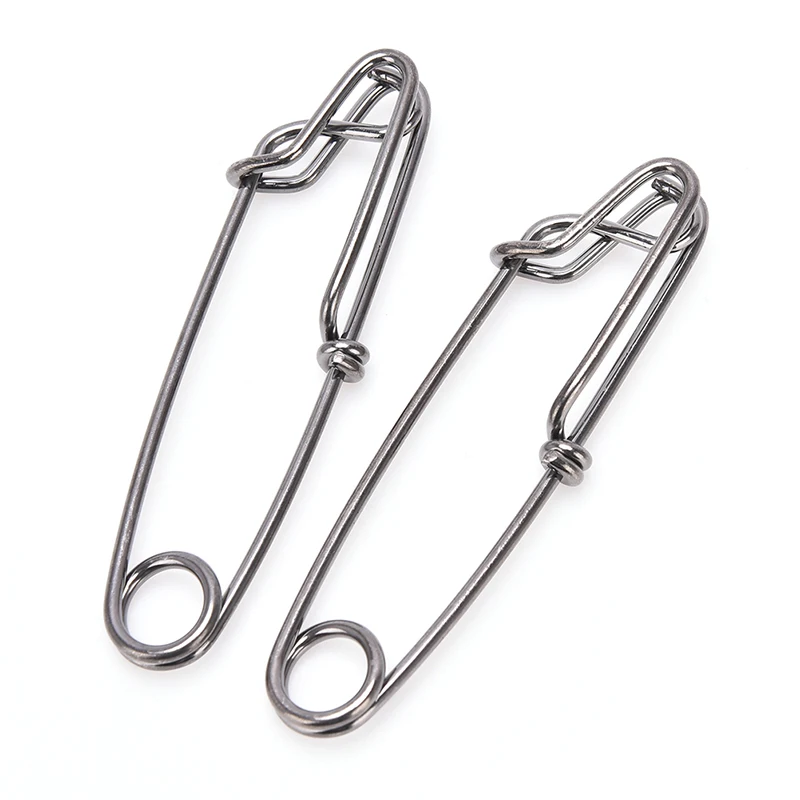 

2pcs/lot Hooked Snap Pin Stainless Steel Fishing Barrel Swivel Safety Snaps Hook Lure Accessories Connector Snap