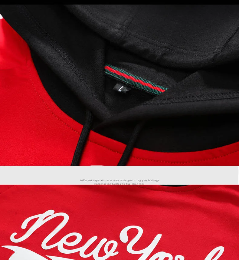 

Men's Printed Letters Sports Casual Pullover Men's Youth Fashion Hoodie Suit Student Hat Spring Men's Wear