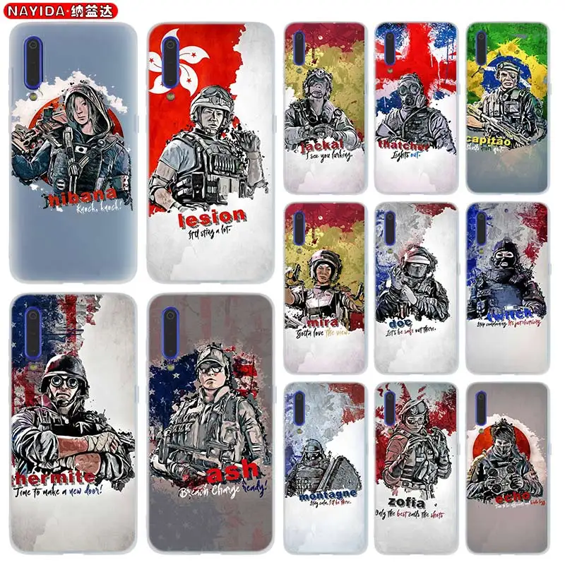 

Мягкий силиконовый чехол для Xiaomi 11 10 9 8 A2 A3 CC9 Lite POCO X3 Pro 6X 10i 9se, чехол rainbow six