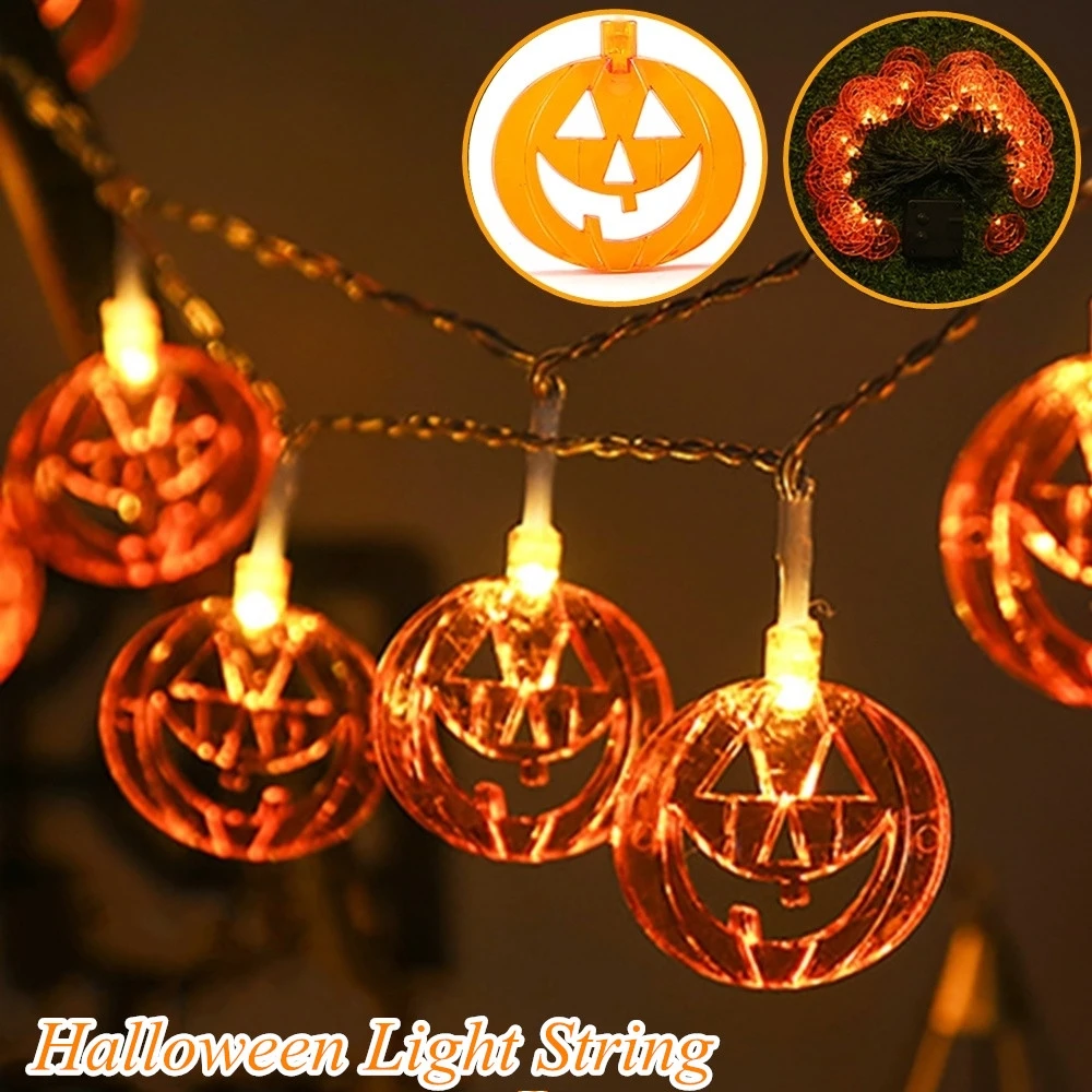 

LED Halloween Light String Orange Pumpkins Lantern Halloween Lights Battery Operated String Lights for Home Party Decoration