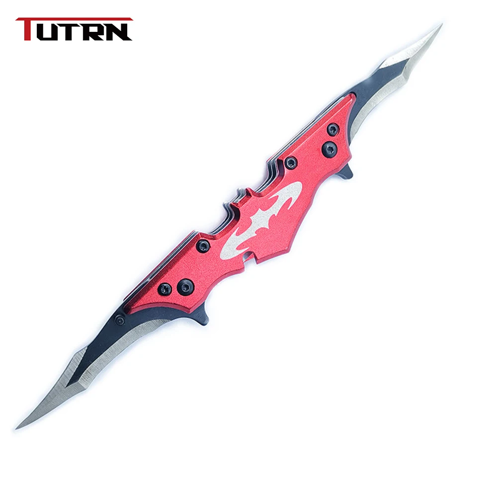 

TUTRN Bat Utility Survival Outdoor Folding Knife Double Edge Mini Pocket Tactical Knives Camping Outdoor Tools