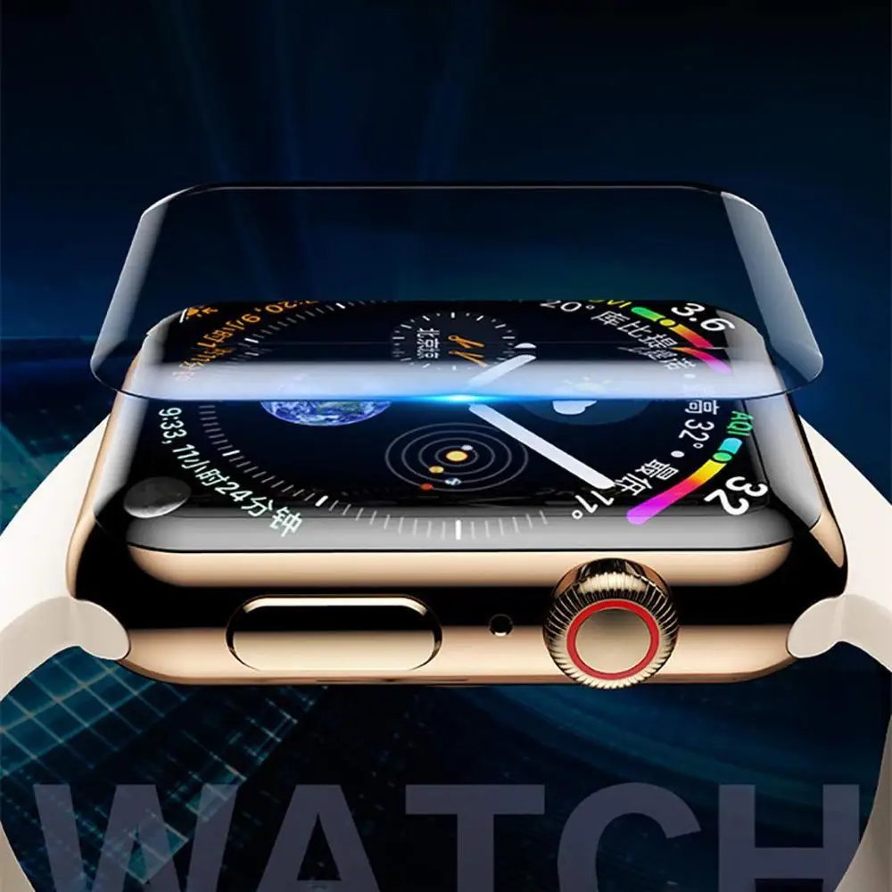 Изогнутая защитная пленка 10D для экрана Apple Watch 5 4 3 2 1 закаленное стекло с УФ клеем