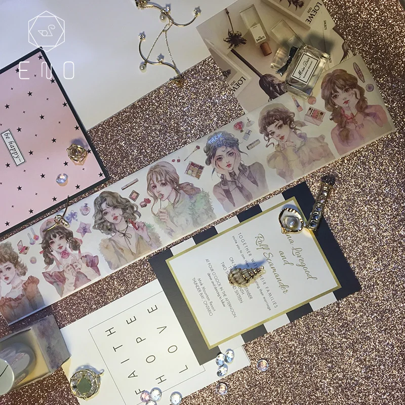 

Charming Fashionable Girls Washi Tapes Bullet Journal Masking Tape Adhesive Tape DIY Scrapbooking Decoration Washi Sticker
