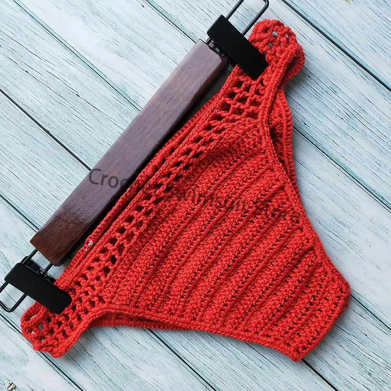 Женский сексуальный вязаный купальник бикини Boho Thong купальник ручной работы трикотажные шорты - Цвет: Rusty red