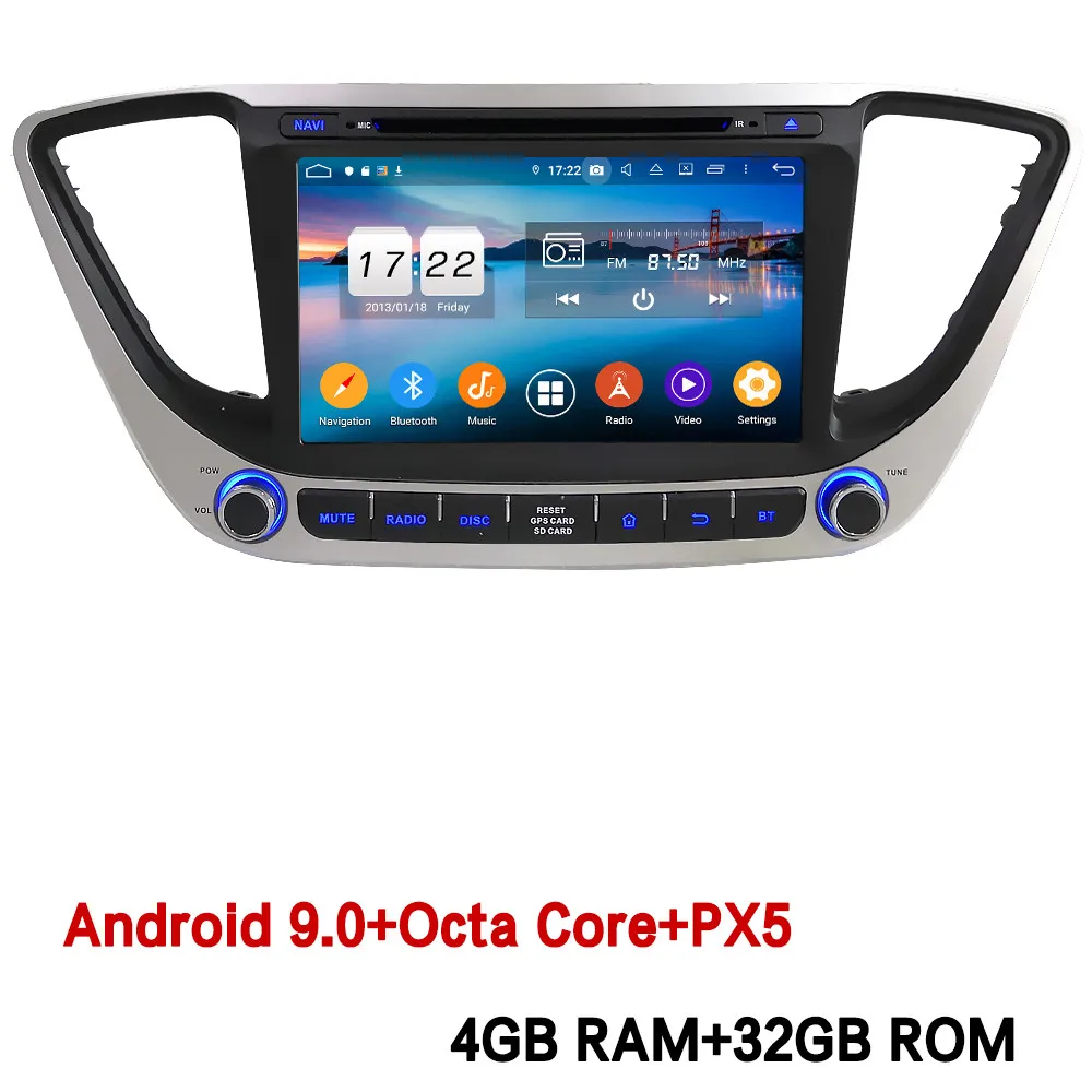 4GB RAM x 32GB ROM Klyde ips 4G Android 9,0 Восьмиядерный 4 Гб ОЗУ 64 Гб ПЗУ DSP BT автомобильный DVD мультимедийный плеер радио для Hyundai Verna Solaris - Цвет: 4GB RAM x 32GB ROM