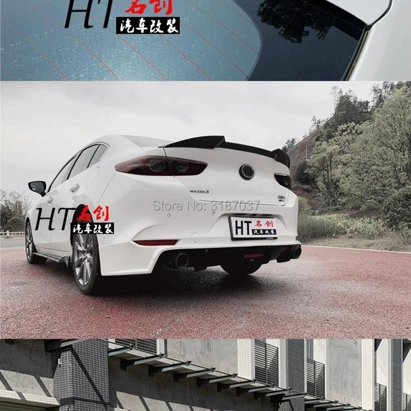 

For Mazda 3 Axela Sedan 4Doors 2020 Carbon Fiber Rear Roof Spoiler Wing Trunk Lip Boot Cover Car Styling