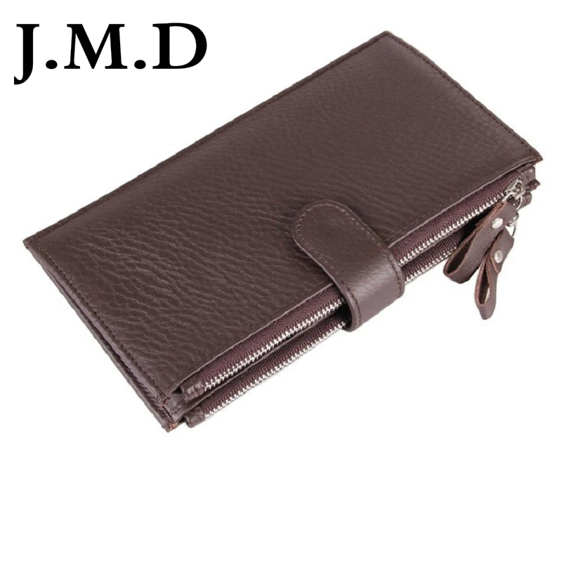 

J.M.D New Arrival 100% Leather Wallet Long Wallet Top Grade Grain Napa Cowhide Wallet Double Zipper