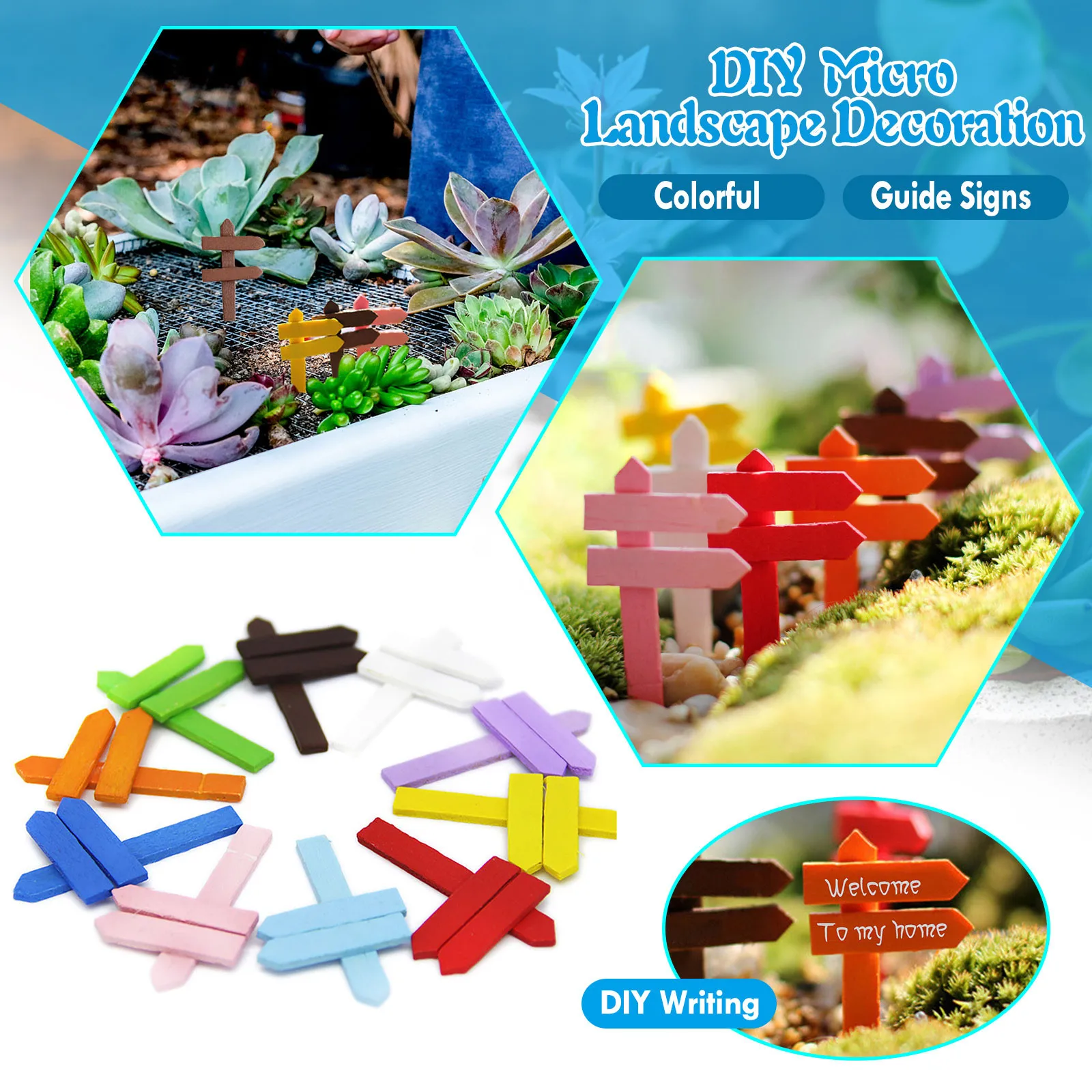 Деревянный цветной дорожный мини знак 30 #10 шт. сказочные садовые украшения для