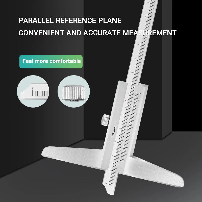 

High Quality150mm 200mm 300mm Depth Vernier Caliper Tool 0.02mm Steel Metric Gauge Micrometer 6/8/12INCH depth Measuring Tools