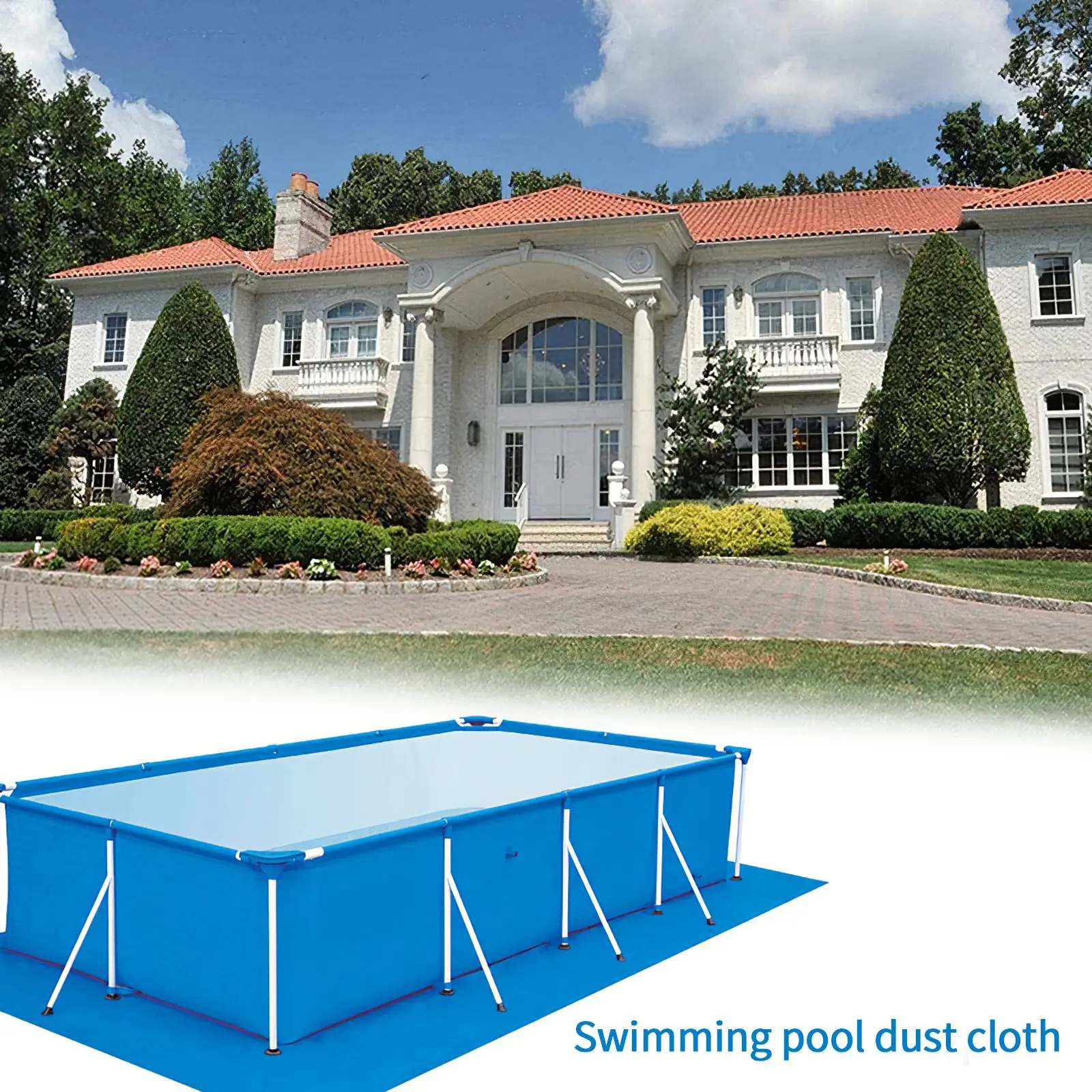 

Swimming Pool PE Waterproof Rectangular Floor Cloth Lip Cover Dustproof Floor Cloth Cushion Cover Villa Garden Swimming Pool