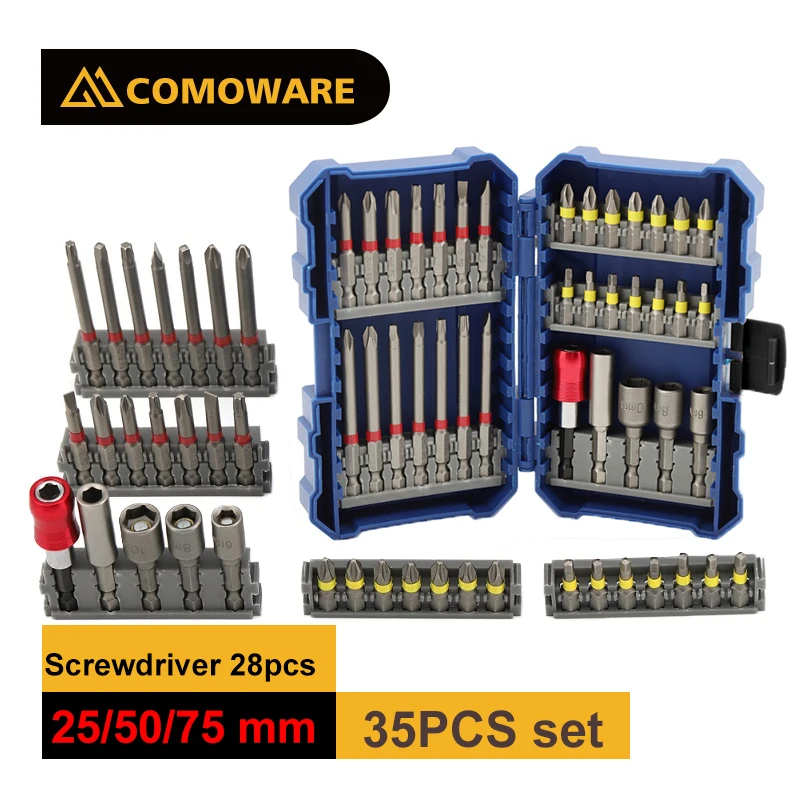 

COMOWARE 33PCS Precision Screwdriver Bit Set Wrench Magnetic Hand Tools S2 Alloy Steel Screwdriver Attachments Auto Tools