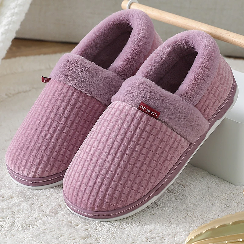 Home Slippers for Women Winter Furry Short Plush Lady Non Slip Bedroom Couple Soft Indoor Shoes Female | Обувь