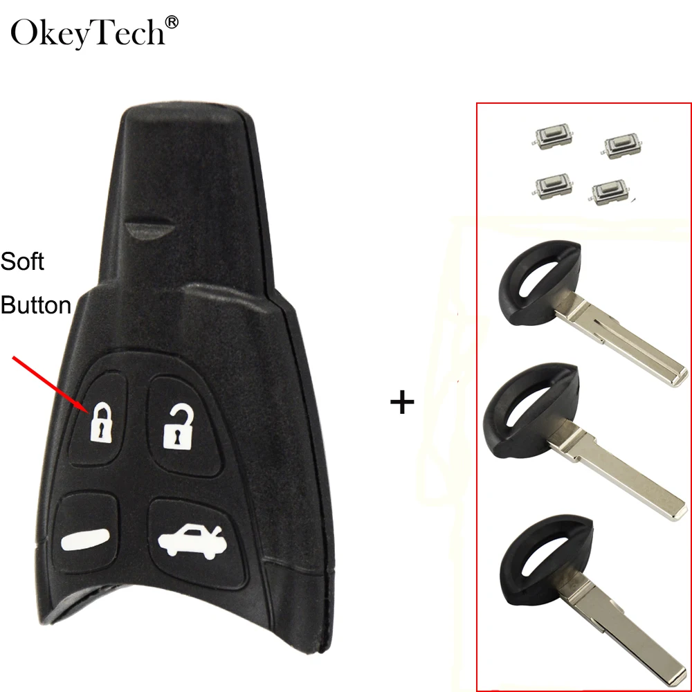 OkeyTech 4 кнопки дистанционного ключа автомобиля оболочки для SAAB 93 95 9-3 9-5 WF 2003-2007 авто ключ аксессуары с Uncut Blade Swiches