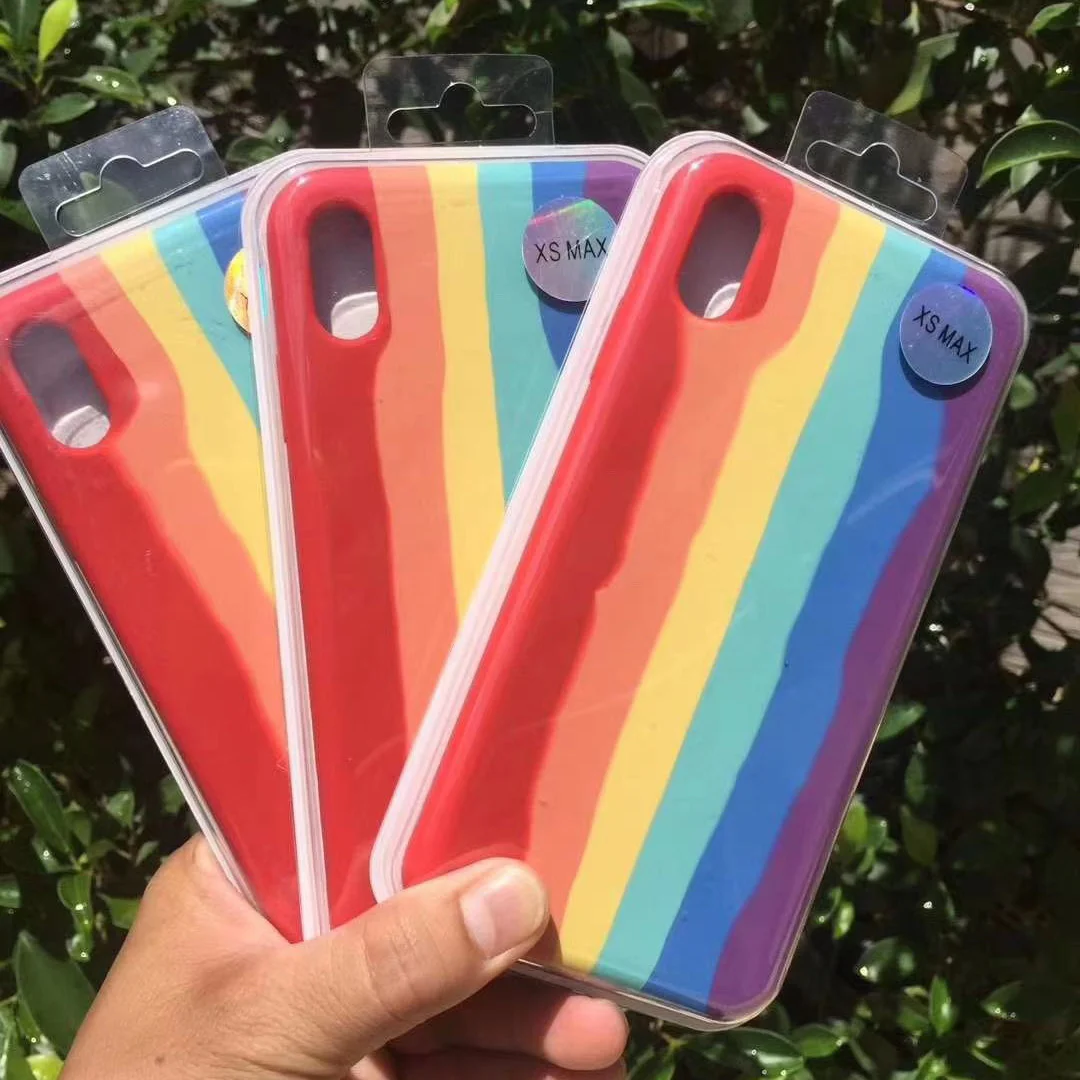 

New Rainbow Color Silicone Liquid Phone Case For IPhone 11 Pro Max X XS XR 6 Plus 6S 7 8 Cell Phone Protect Case