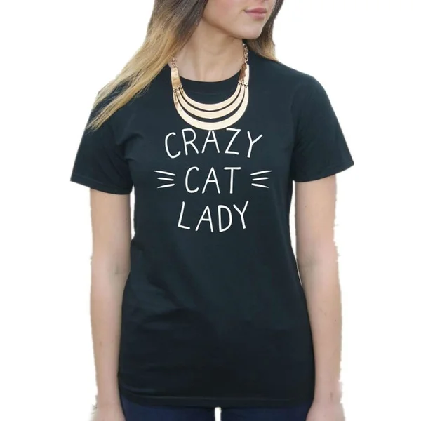 Женская футболка с принтом CRAZY CAT Повседневная Свободная коротким рукавом и